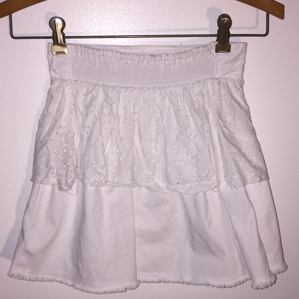 White Ruffled Eyelet Skirt - Picture 2 of 4